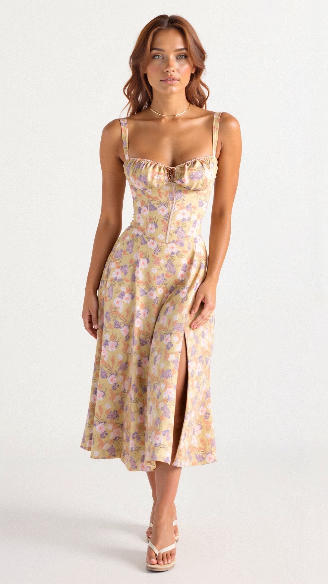 Isabella | Floral Corset Midi Dress