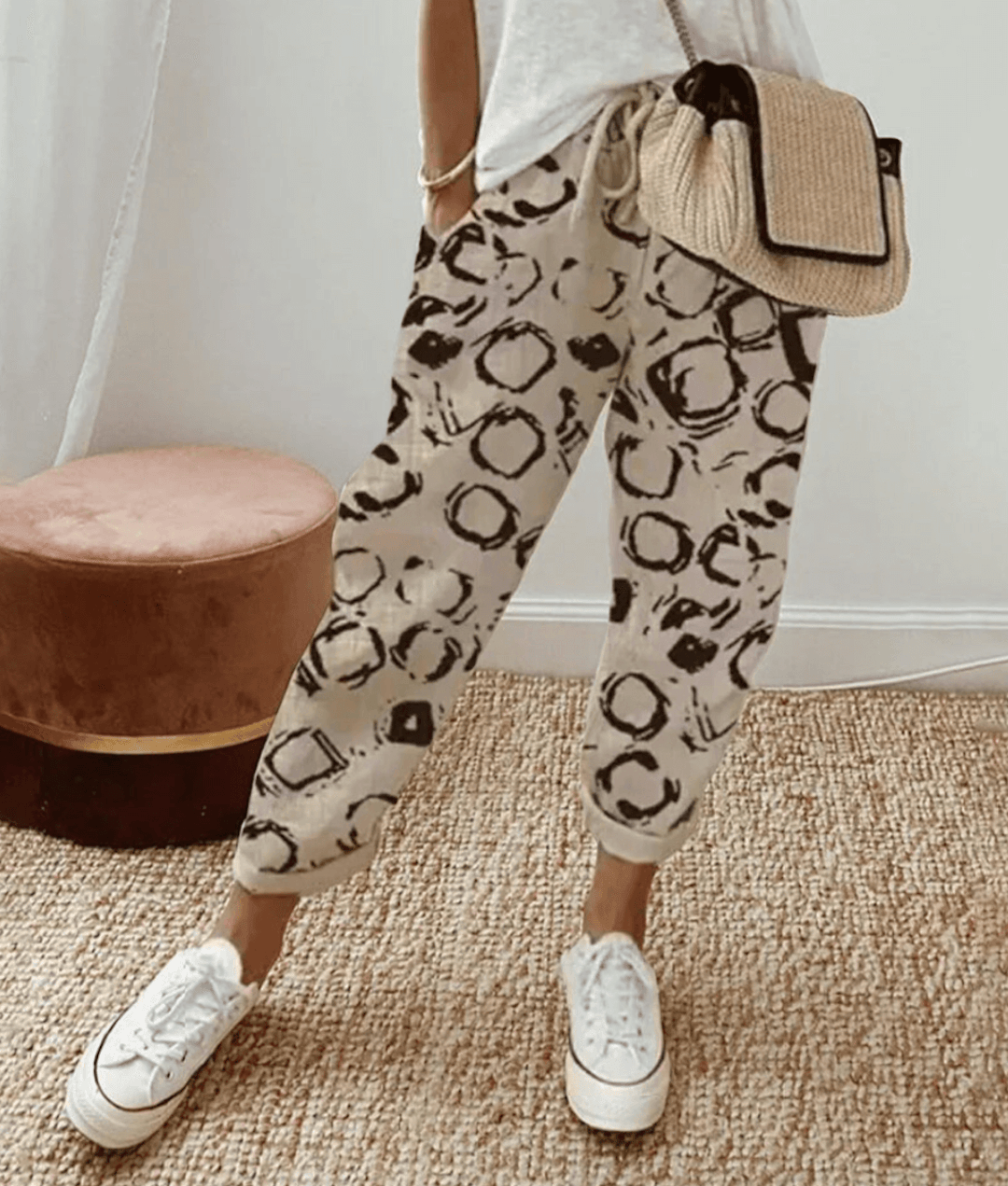Daphne | Linen Printed Trousers for Women
