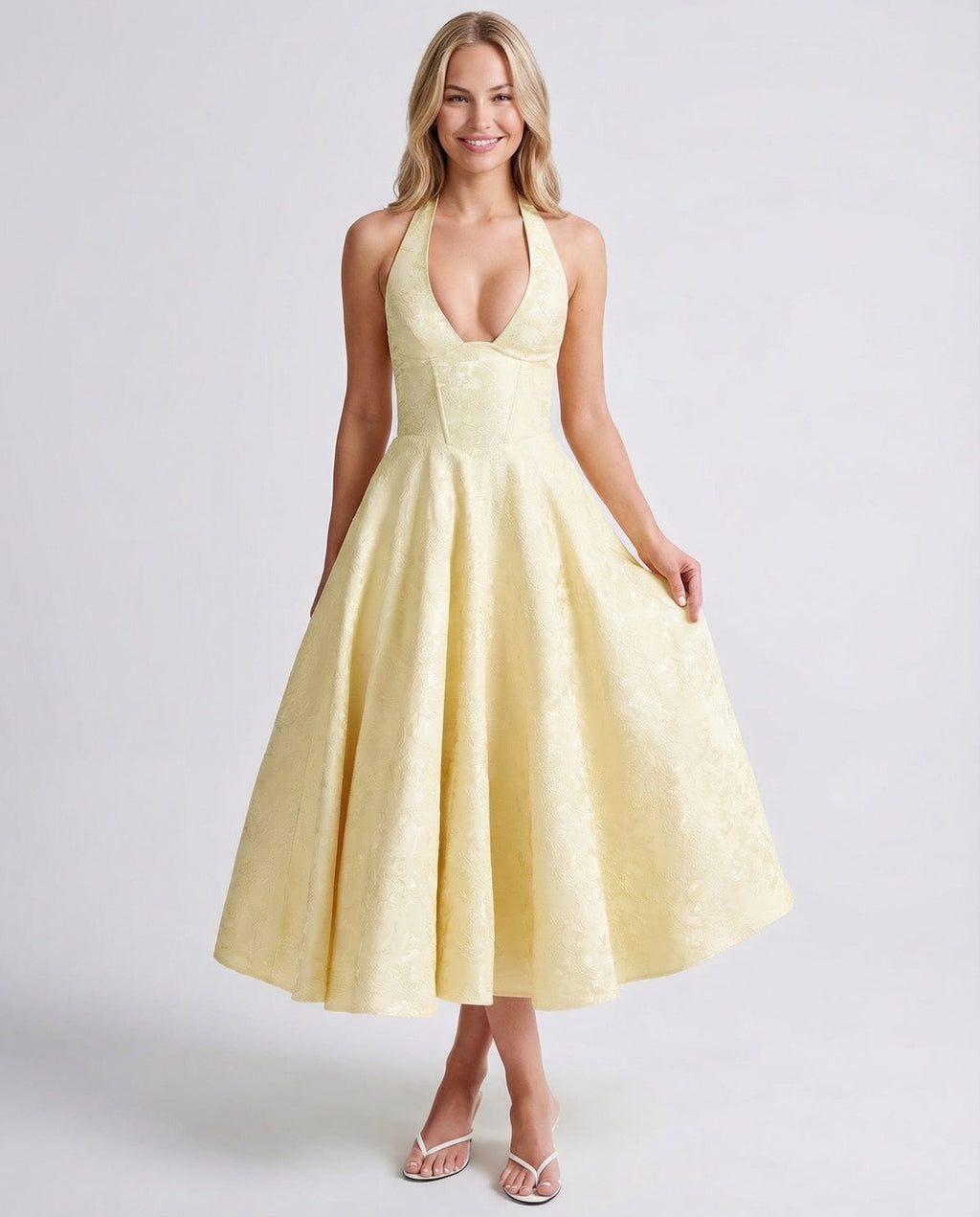 Livia | Vintage Halter Midi Dress
