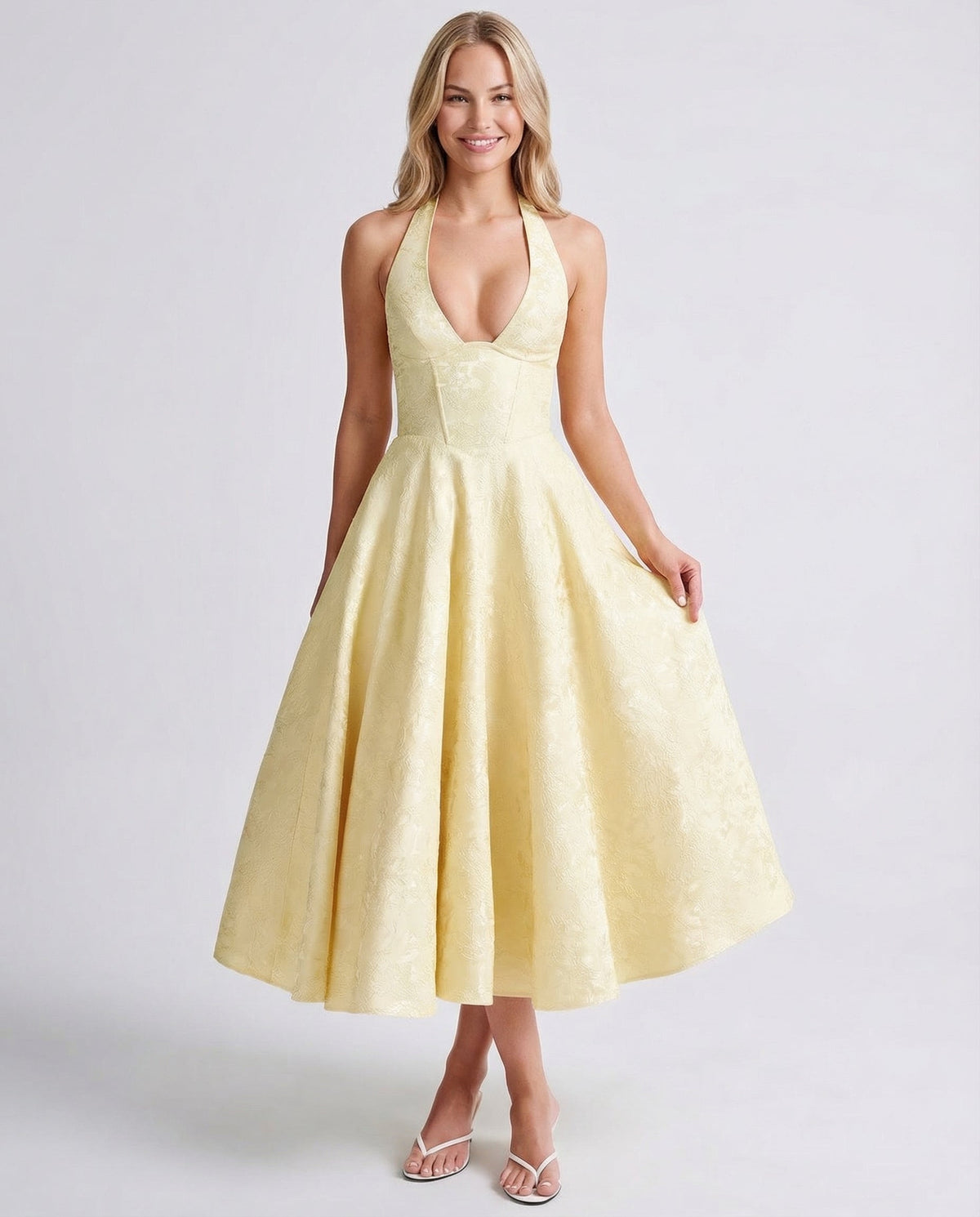 Livia | Vintage Halter Midi Dress