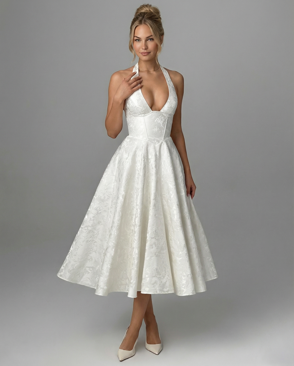 Livia | Vintage Halter Midi Dress