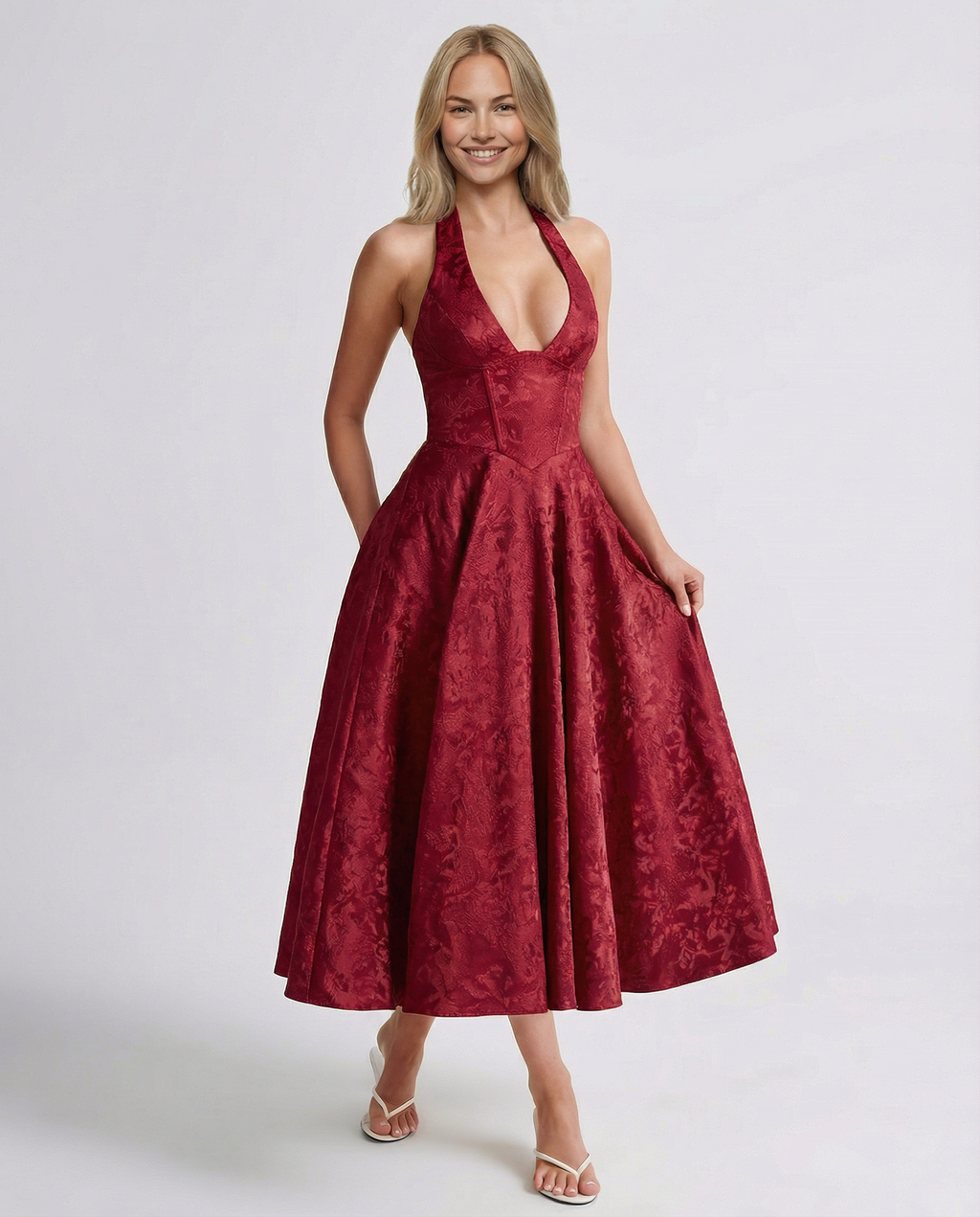 Livia | Vintage Halter Midi Dress