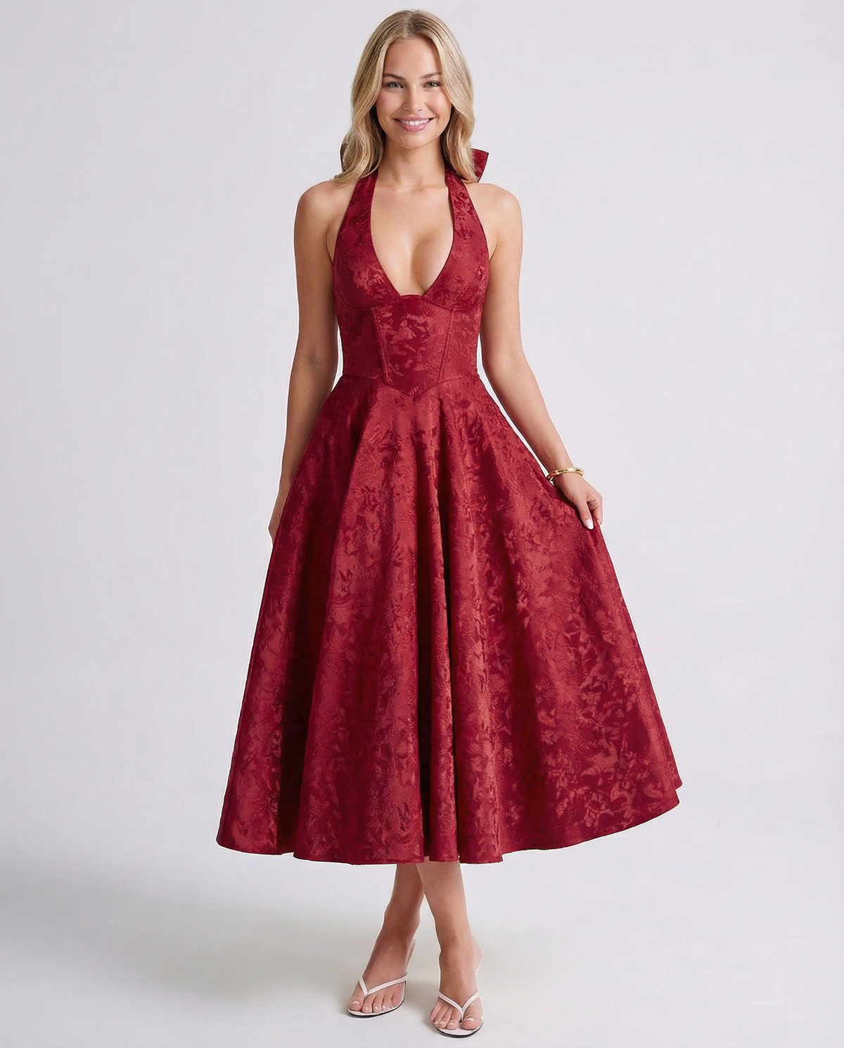 Livia | Vintage Halter Midi Dress