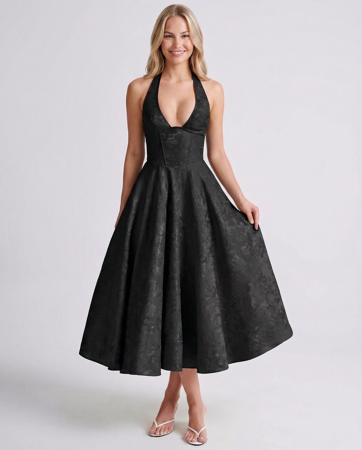Livia | Vintage Halter Midi Dress