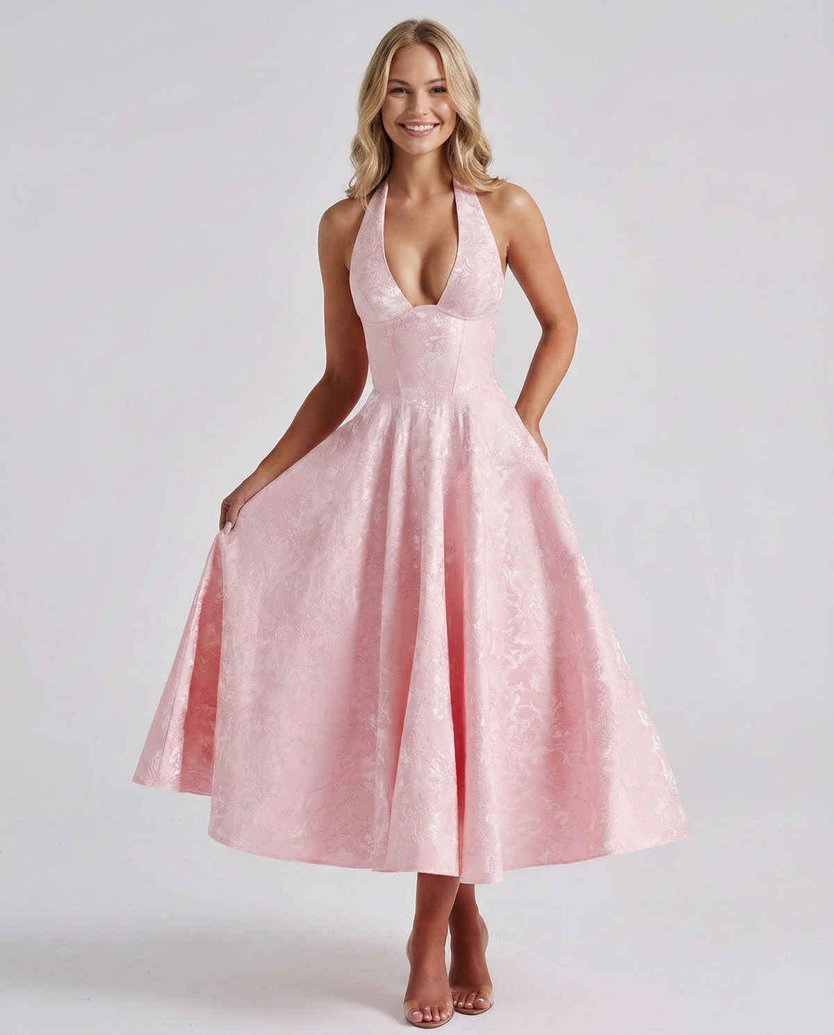 Livia | Vintage Halter Midi Dress