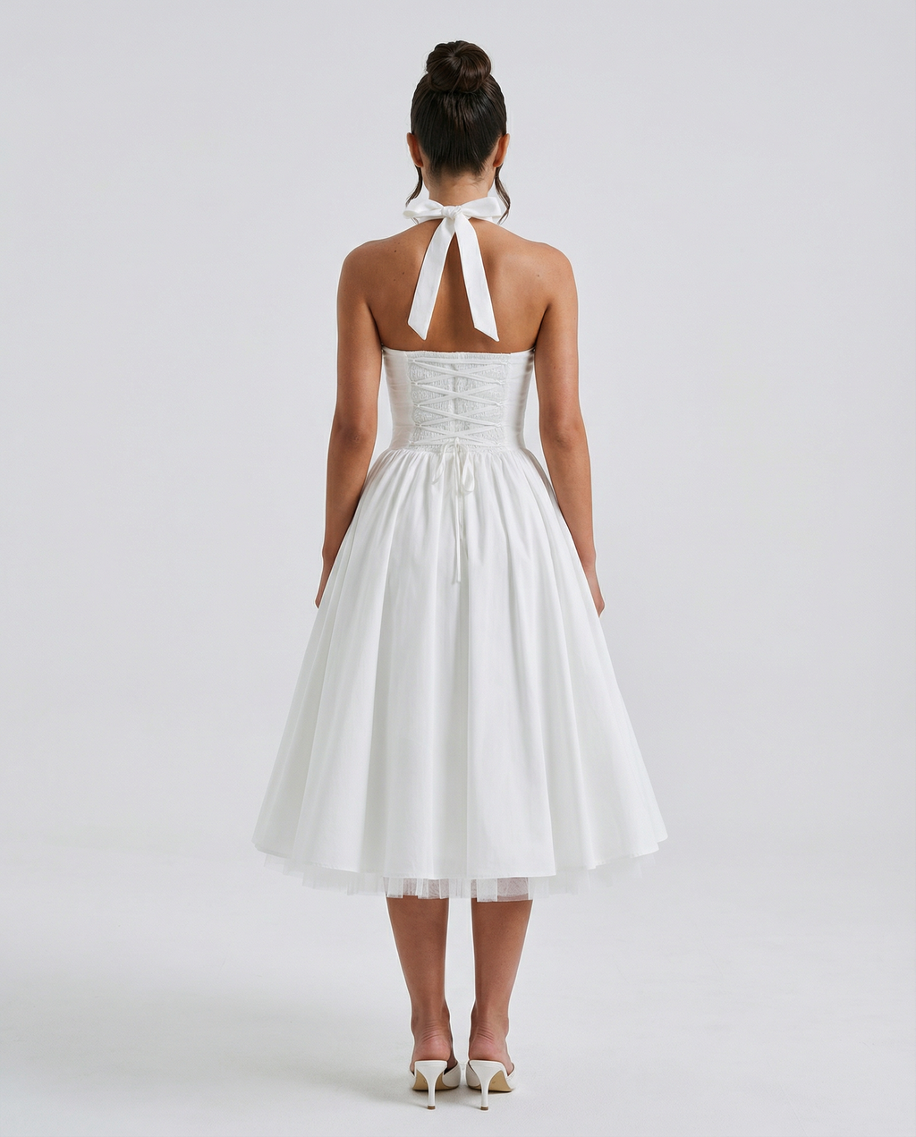 Natalia | Elegant White Midi Dress