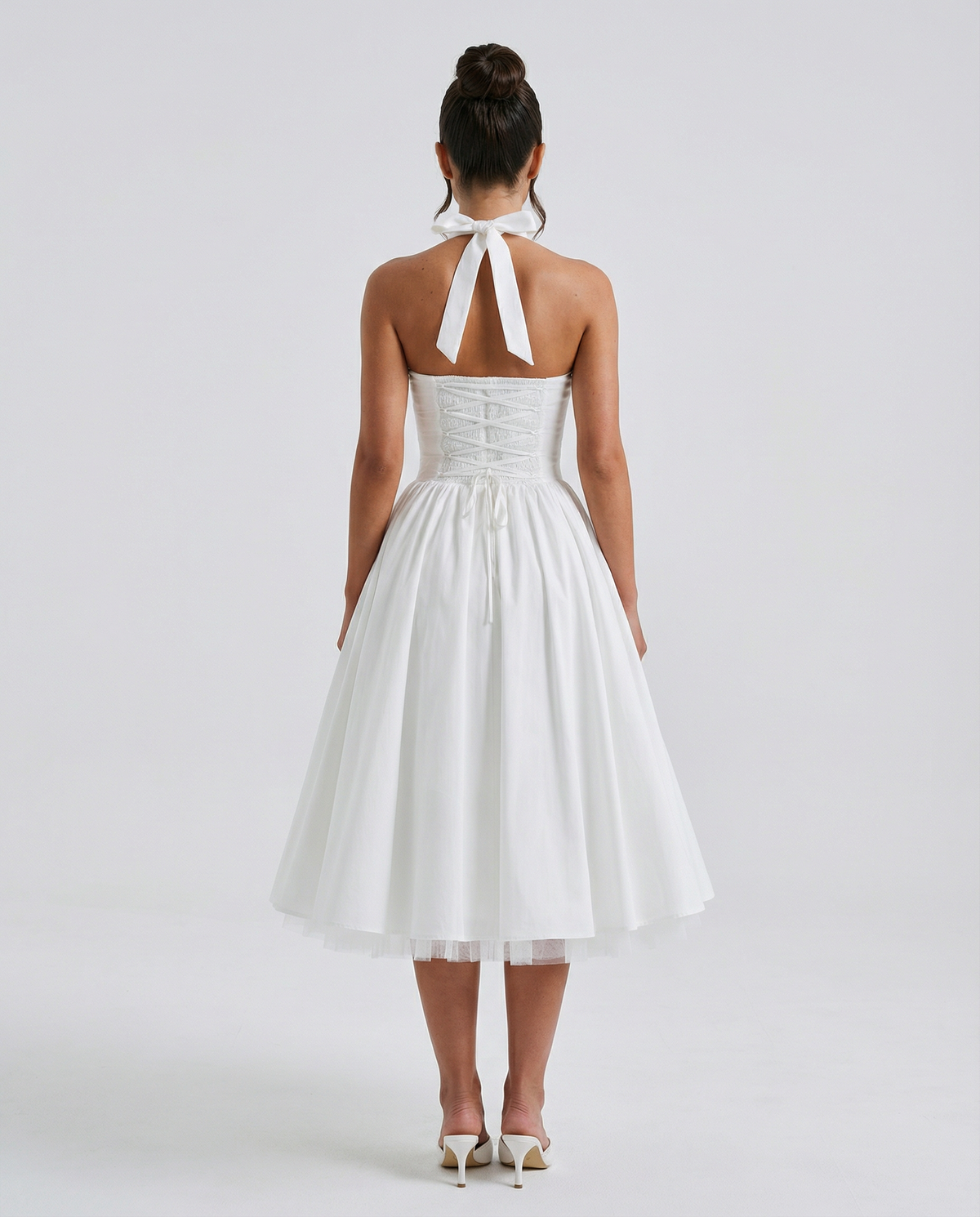 Natalia | Elegant White Midi Dress