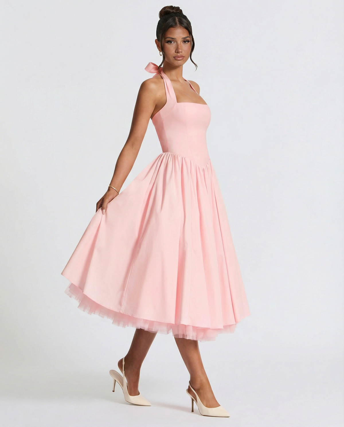 Natalia | Elegant White Midi Dress