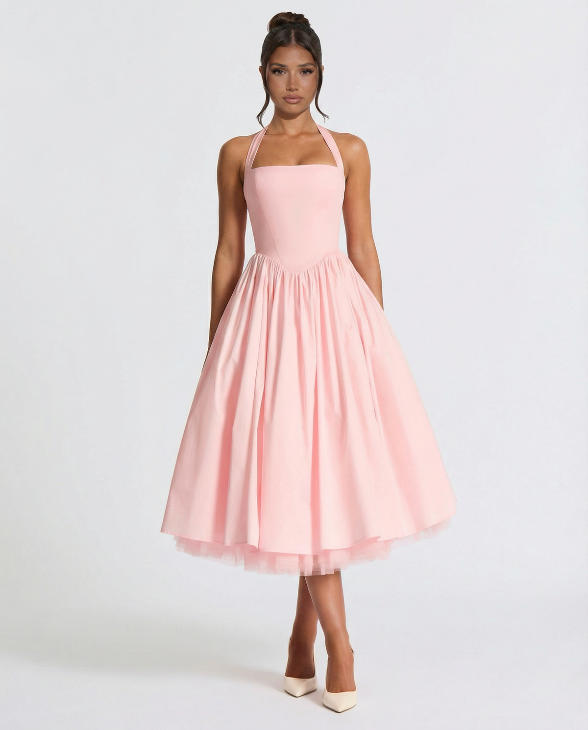 Natalia | Elegant White Midi Dress