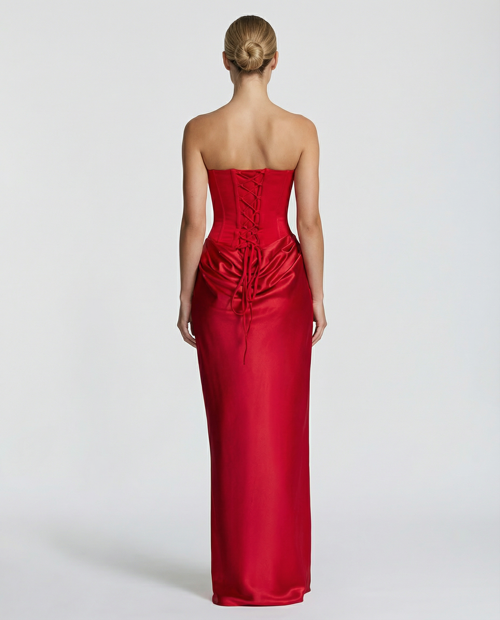 Vivienne | Black Satin Corset Maxi Dress