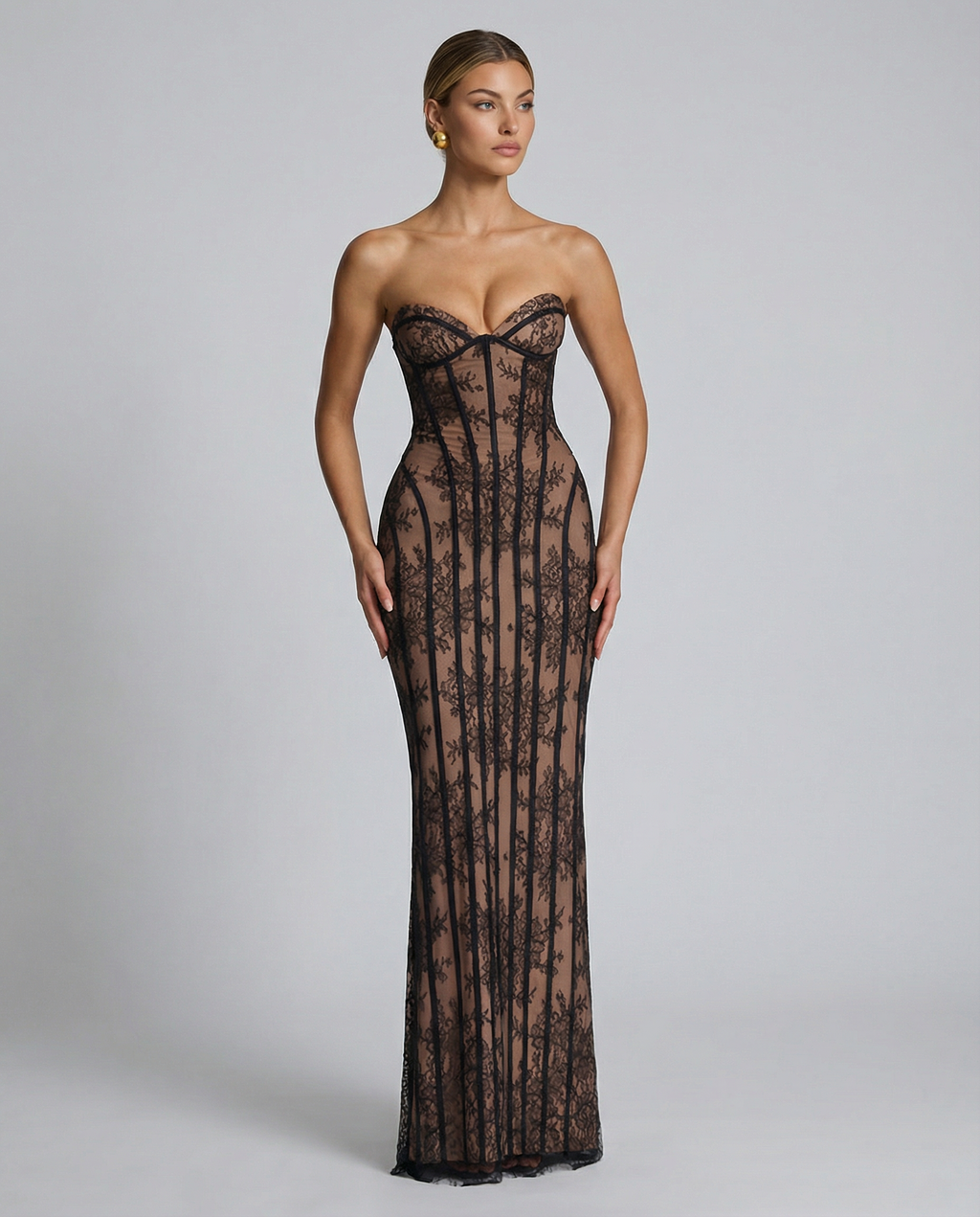 Tina | Lace Corset Maxi Dress