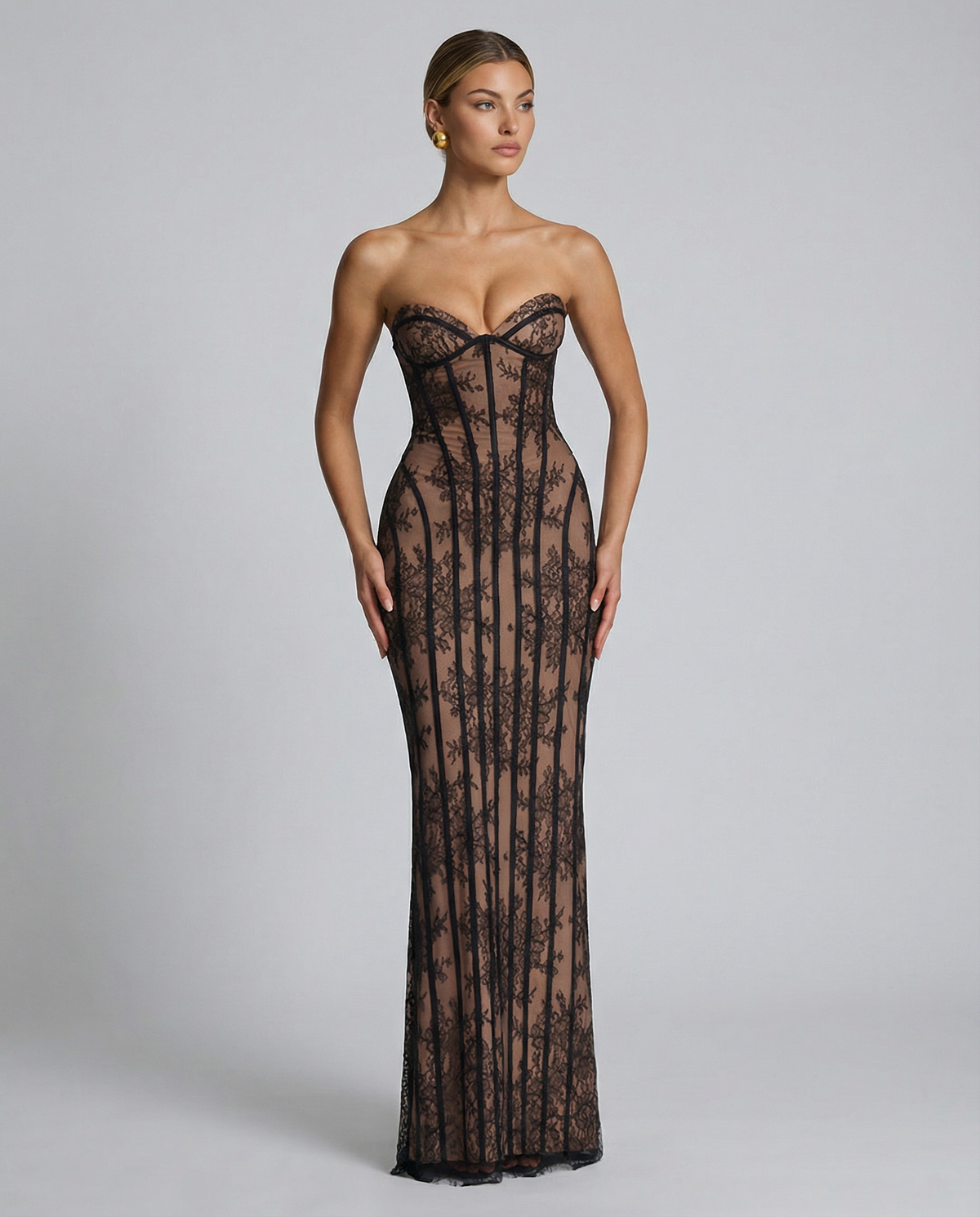 Tina | Lace Corset Maxi Dress