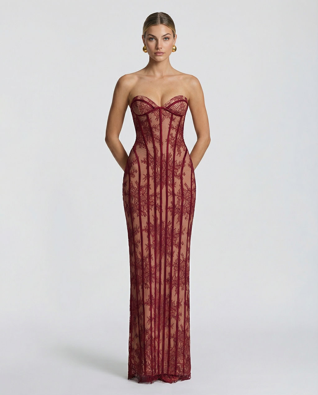 Tina | Lace Corset Maxi Dress