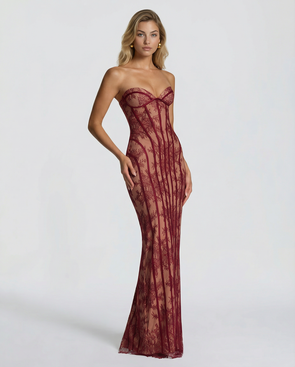 Tina | Lace Corset Maxi Dress