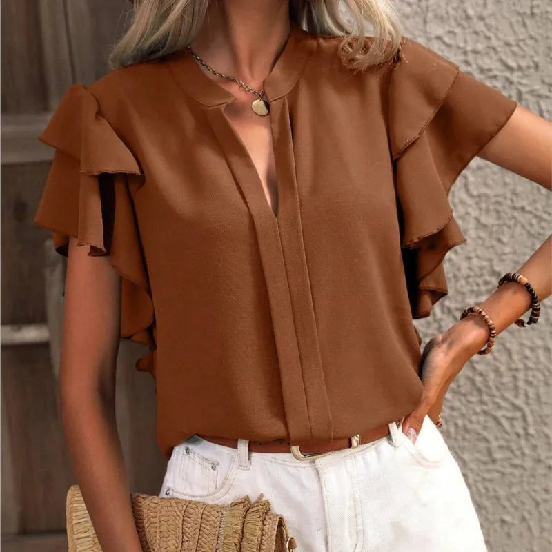 Amira | Chic Blouse with Elegant Ruffle Sleeves for Women