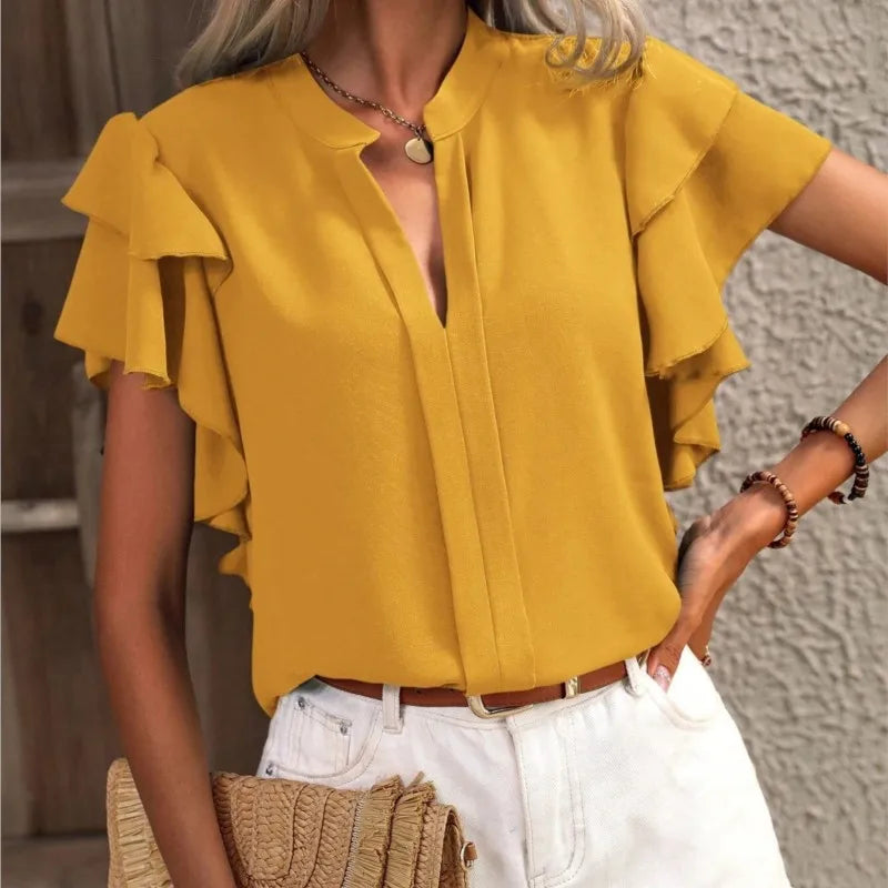 Amira | Chic Blouse with Elegant Ruffle Sleeves for Women