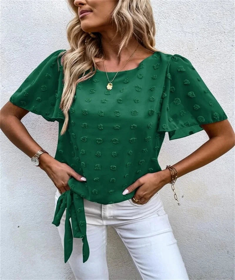 Beatriz | Feminine Blouse with 3D Floral Details for Women