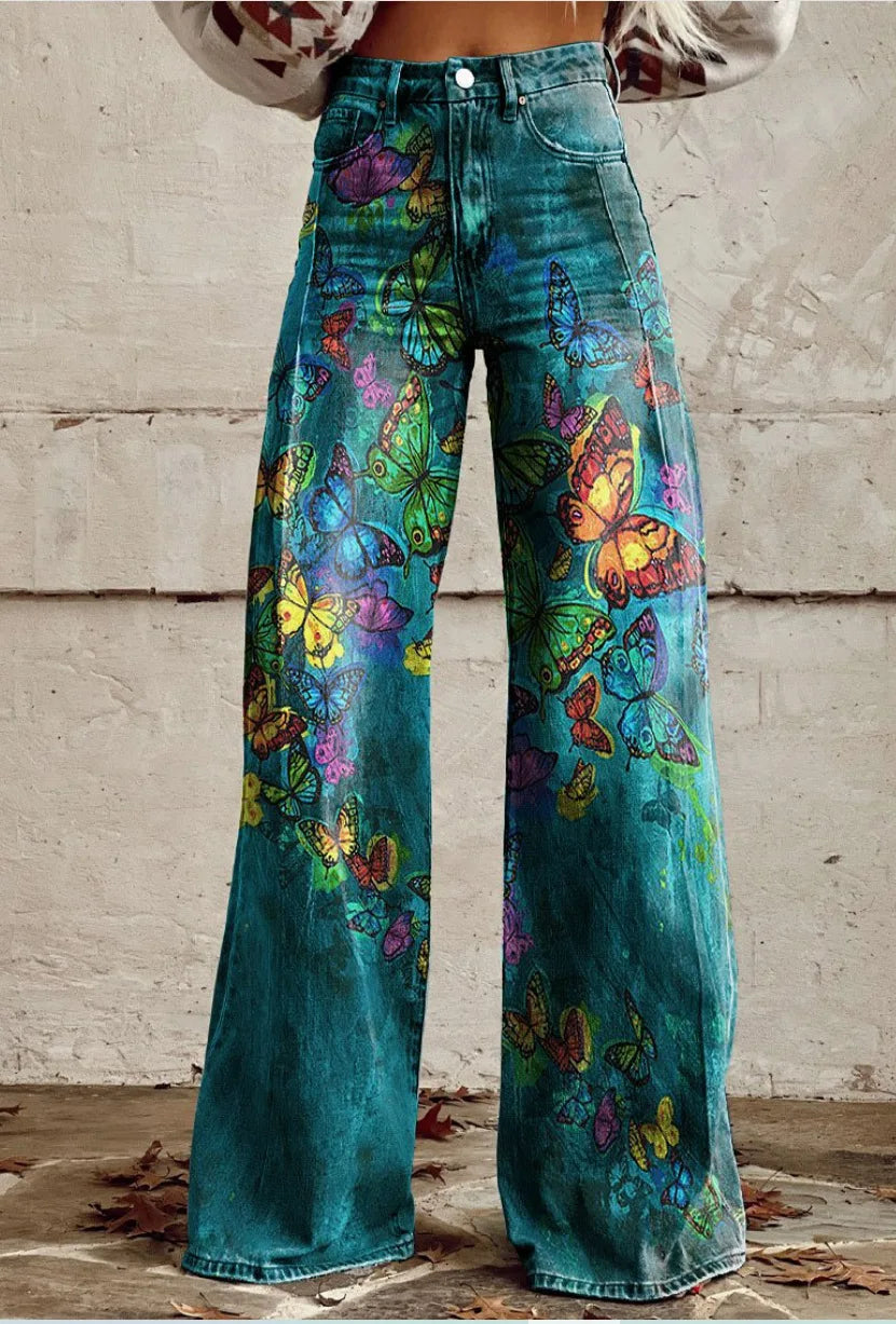 Herminia | Linen Floral Trousers for Women