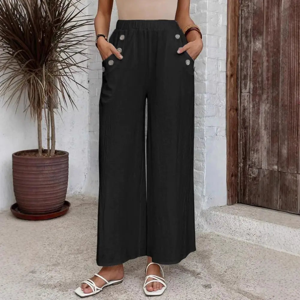 Rhea | Linen Wide-Leg Trousers for Women