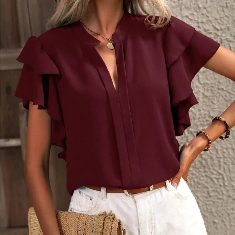 Amira | Chic Blouse with Elegant Ruffle Sleeves for Women