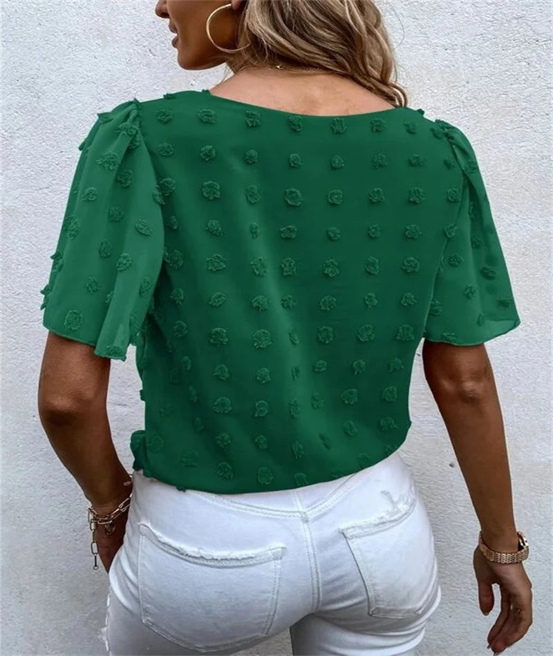Beatriz | Feminine Blouse with 3D Floral Details for Women