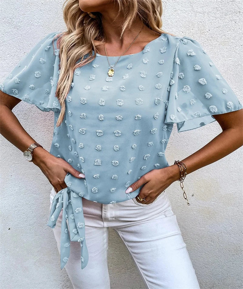 Beatriz | Feminine Blouse with 3D Floral Details for Women