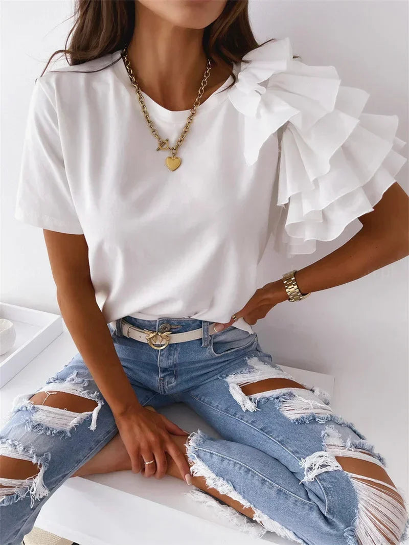 Anna | Chic Top with Bold Ruffle Sleeves for Women