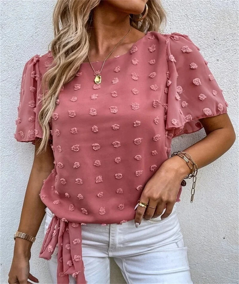 Beatriz | Feminine Blouse with 3D Floral Details for Women