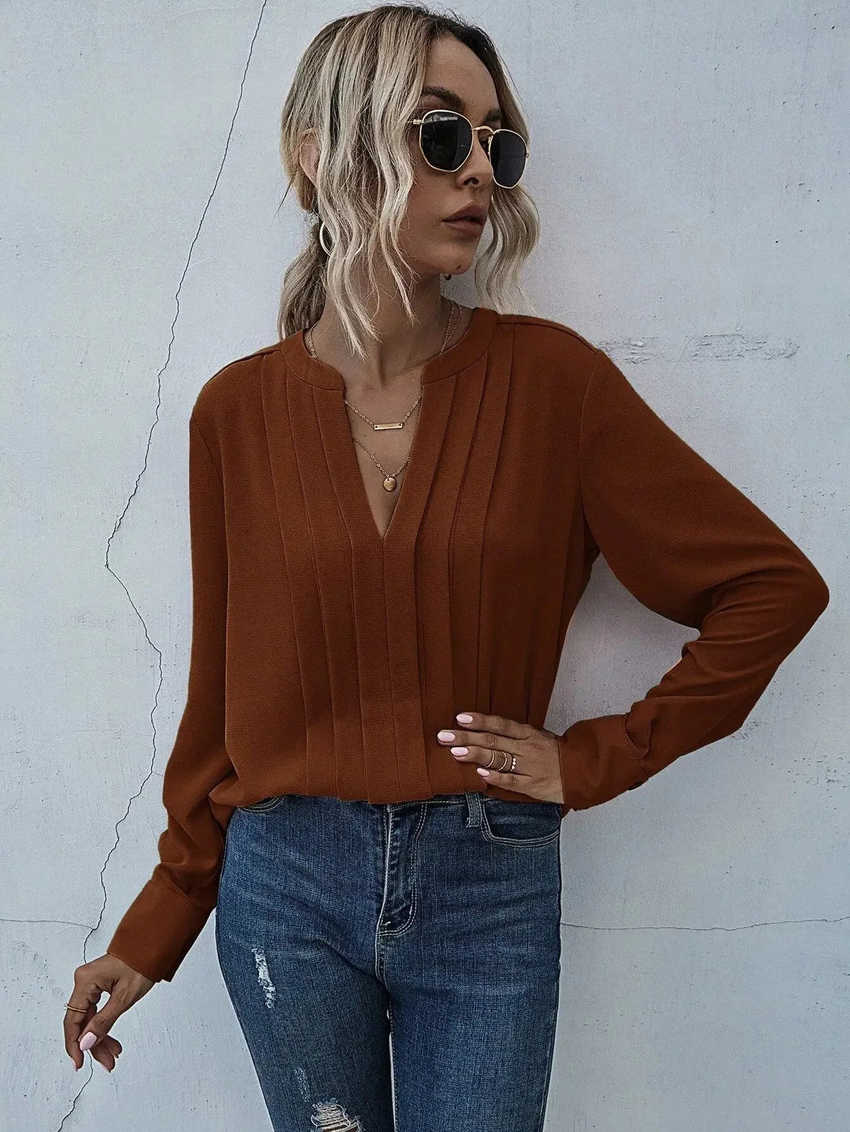 Seona | Elegant Pleated Blouse for Women