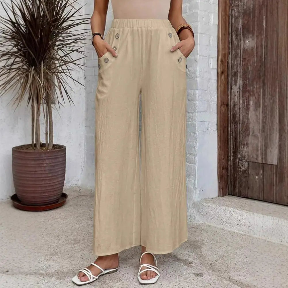 Rhea | Linen Wide-Leg Trousers for Women
