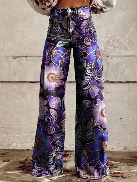 Herminia | Linen Floral Trousers for Women