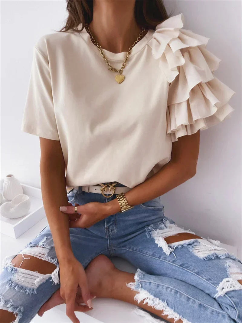 Anna | Chic Top with Bold Ruffle Sleeves for Women