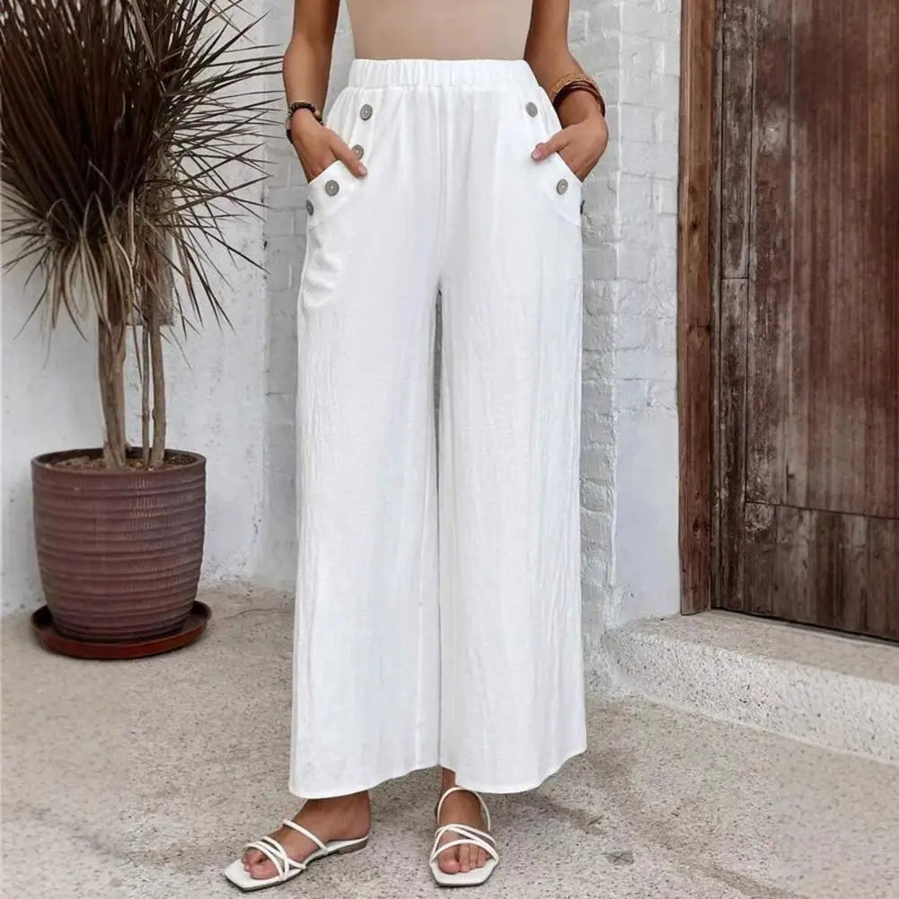 Rhea | Linen Wide-Leg Trousers for Women