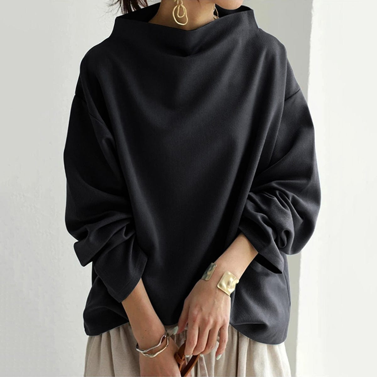 Louisette | Cashmere High-Neck Casual Top for Women