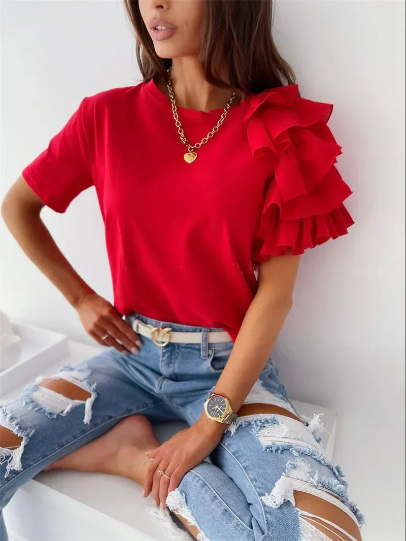 Anna | Chic Top with Bold Ruffle Sleeves for Women