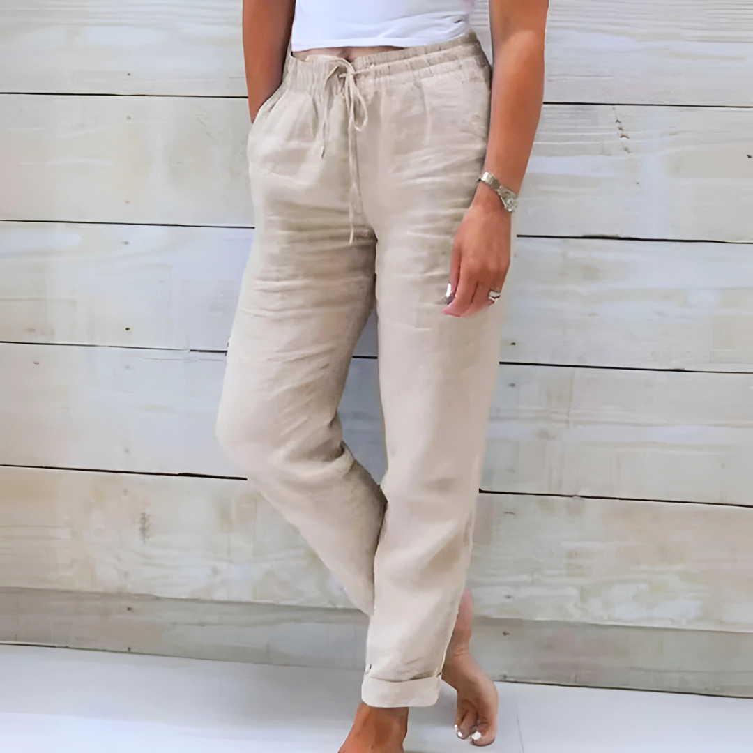 Delmira | Linen Elastic Trousers for Women