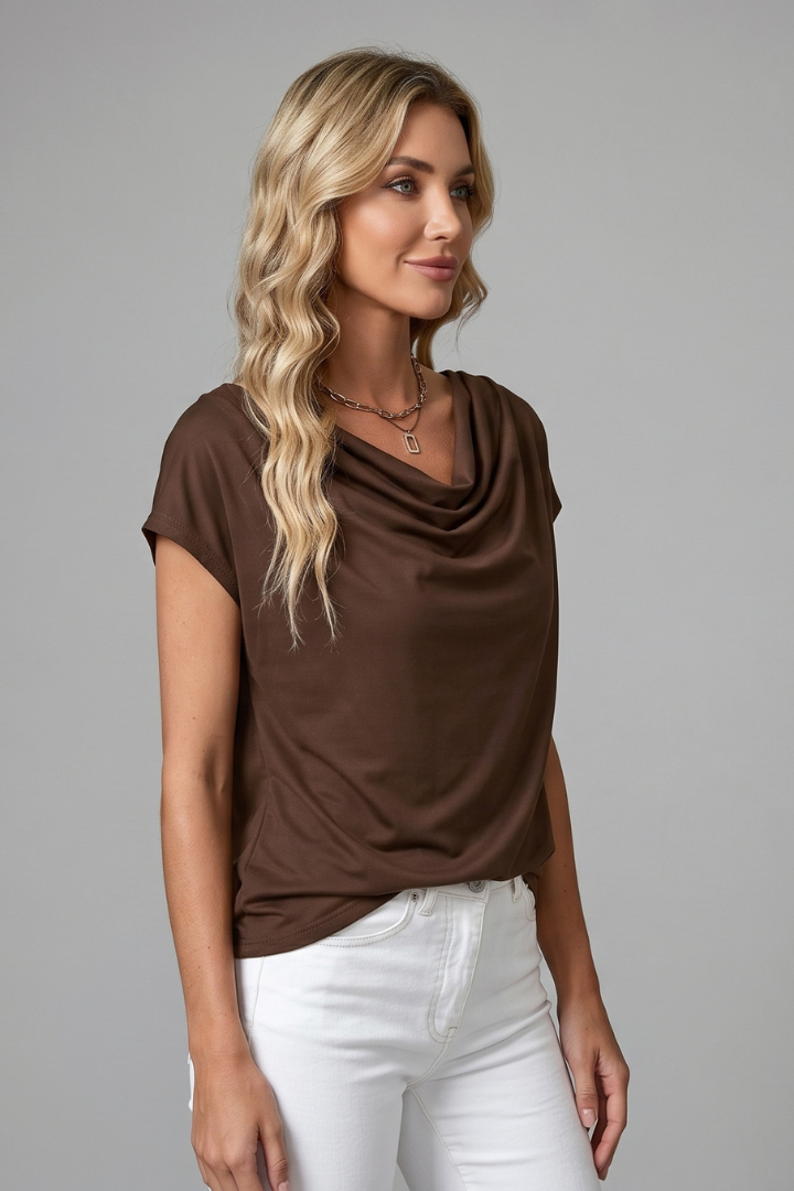 Jemima | Draped Cowl Neck Blouse in Eight Colours