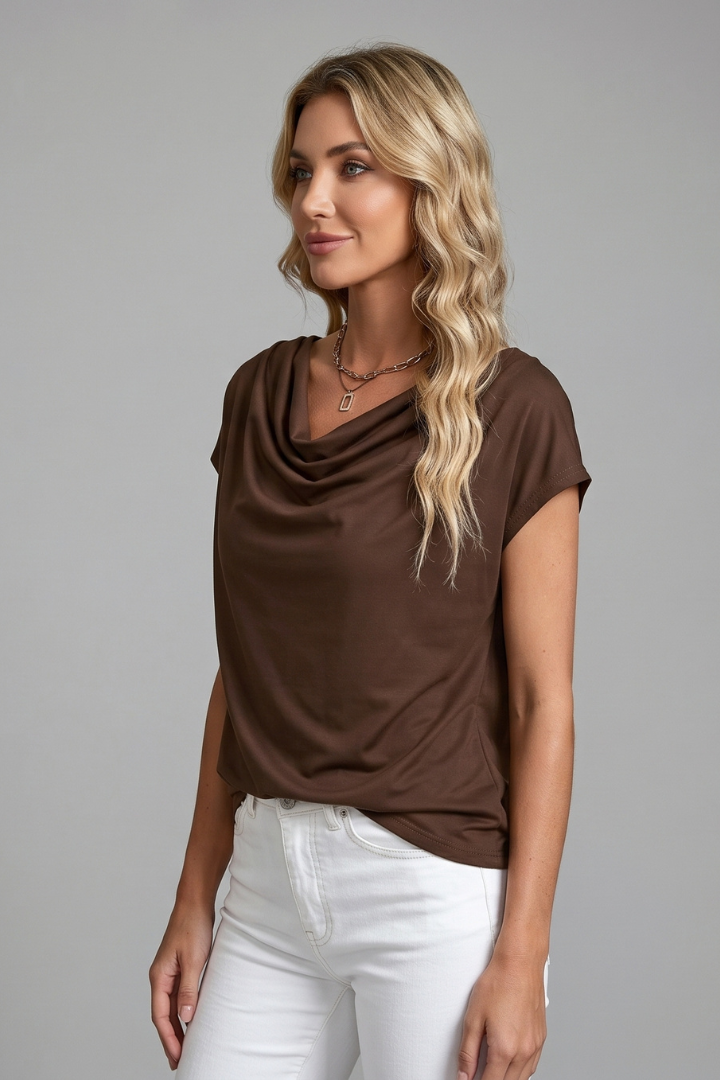 Jemima | Draped Cowl Neck Blouse in Eight Colours