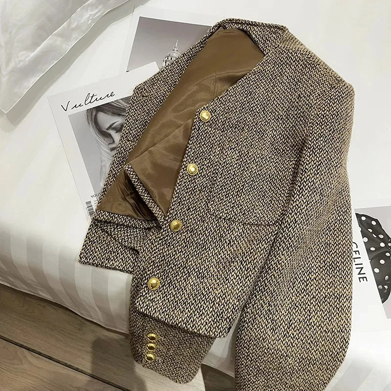 Pippa | Gold Button Blazer for Women