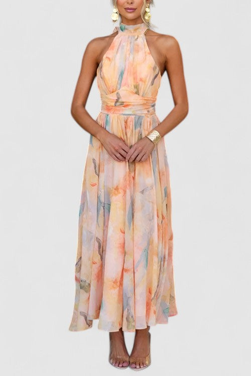 Élodie | Floral Halter Maxi Dress