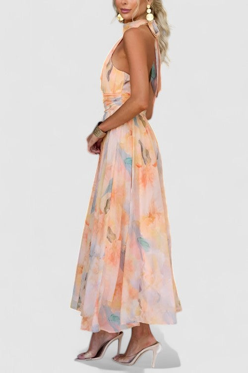 Élodie | Floral Halter Maxi Dress
