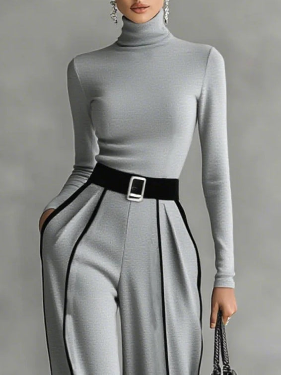 Ottavia | High-Neck Top and Wide-Leg Pants Set for Women