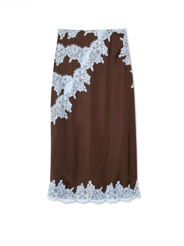 Giacomina | Elegant Lace Panel Top & Skirt Set for Women