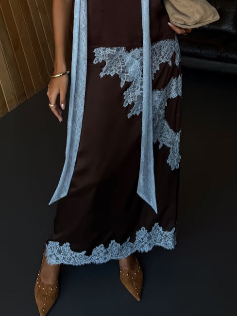 Giacomina | Elegant Lace Panel Top & Skirt Set for Women