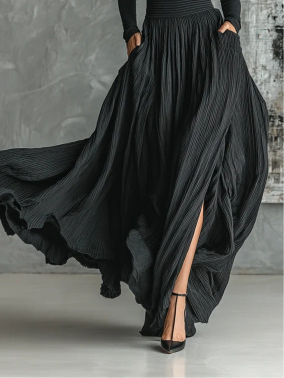 Altea | All-Black Turtleneck & Pleated Skirt Set for Women