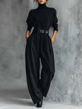 Primavera | All-Black Turtleneck & Straight-Leg Pants Set for Women