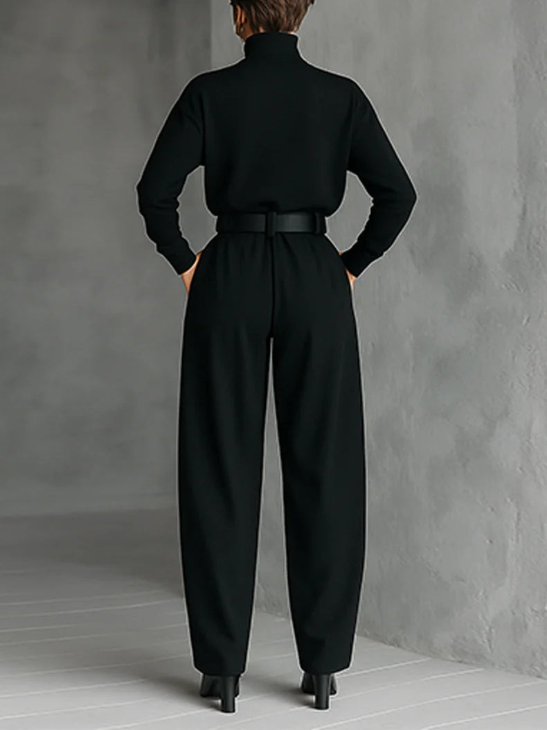 Primavera | All-Black Turtleneck & Straight-Leg Pants Set for Women