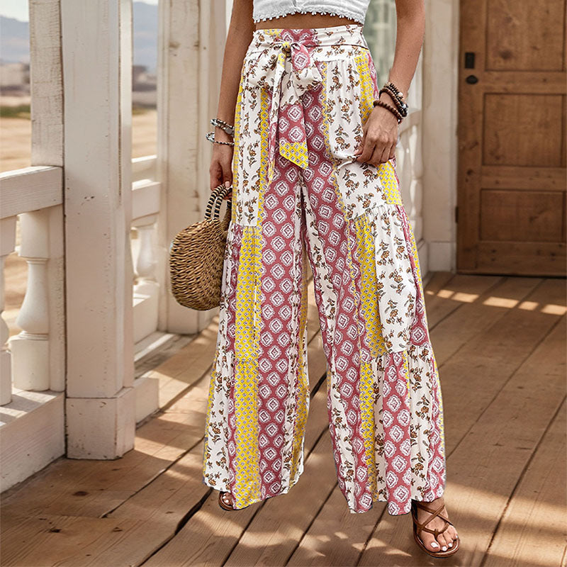 Veronique | Geometric Printed Wide-Leg Trousers for Women