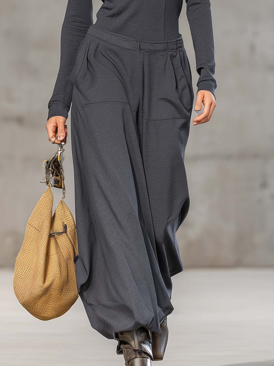 Ersilia | Casual Zipper Top and Wide Pants Set for Women