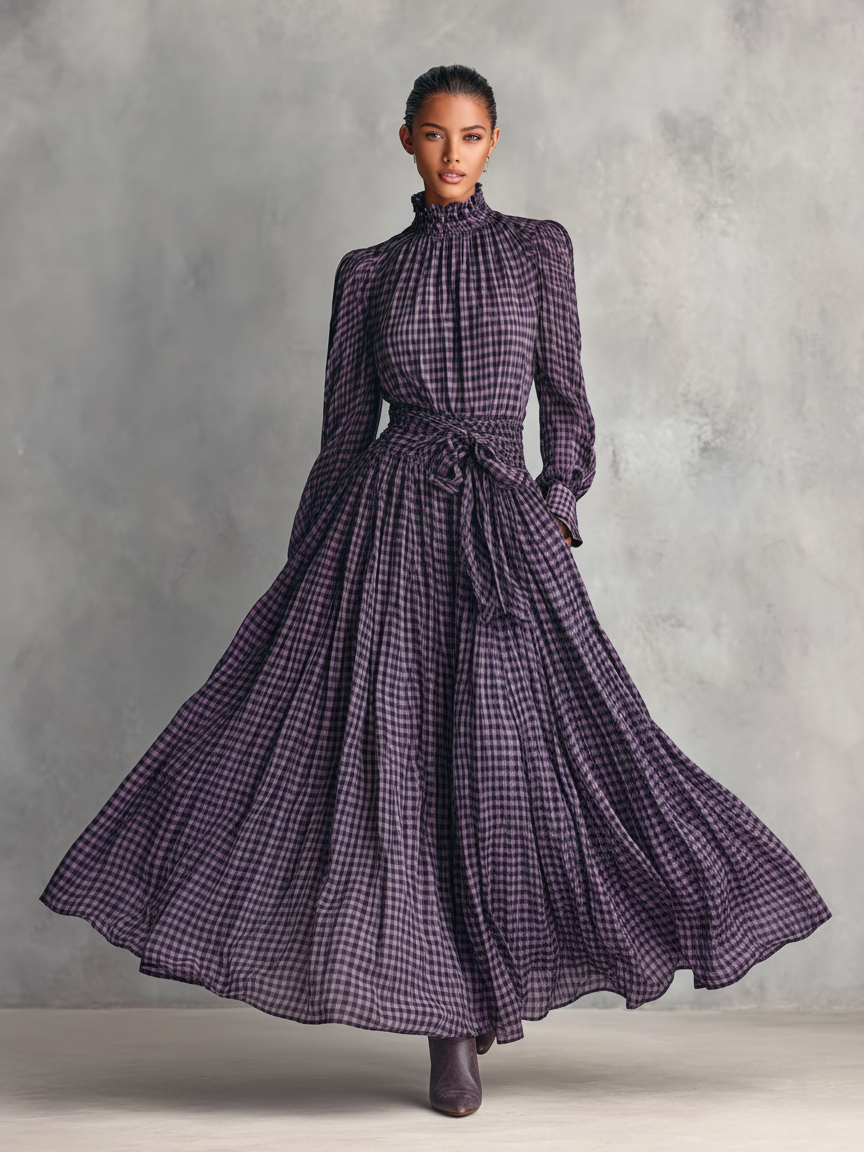Xeni | Plaid Blouse and Skirt Set for Women